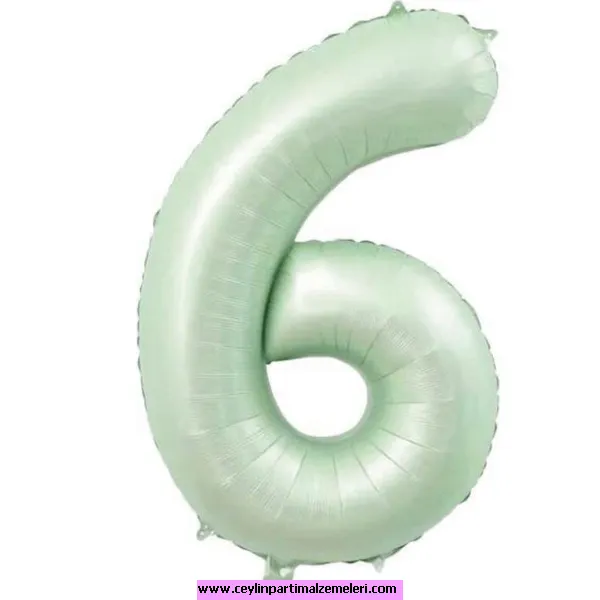 6 Rakam Yeşil Folyo Balon